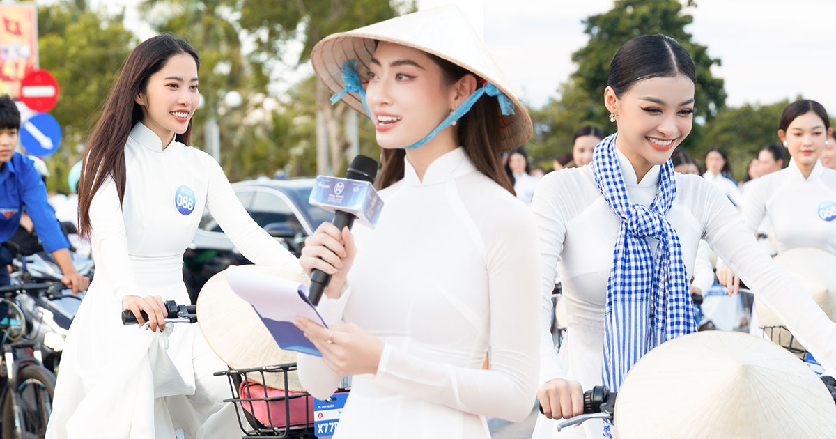 Lương Thùy Linh - Kiều Loan cùng Top 37 "Miss World Vietnam" đạp xe quảng bá du lịch thành phố Quy Nhơn