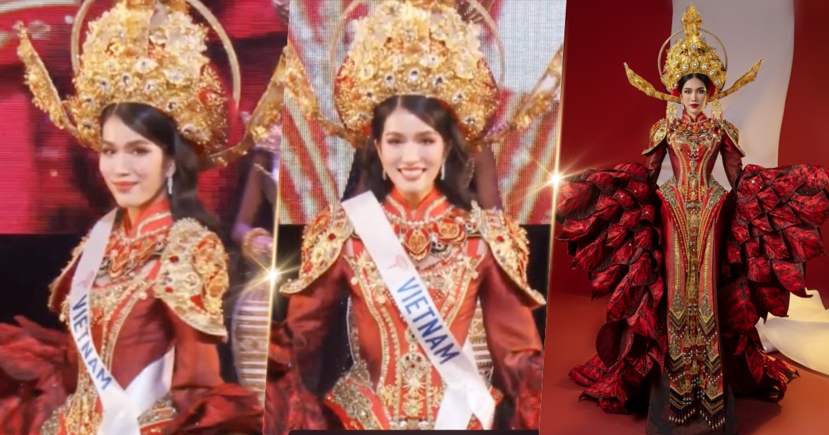 Chung kết Miss International 2022: Phương Anh diện quốc phục "Hoa trạng nguyên" cực quyền lực, sáng bừng sân khấu