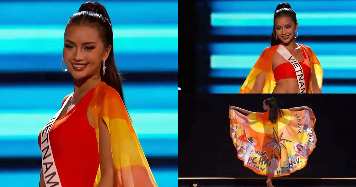 Ngọc Châu "đốt mắt" fans với phần diễn bikini nóng bỏng, khoe áo choàng đầy ý nghĩa tại bán kết Miss Universe 2022