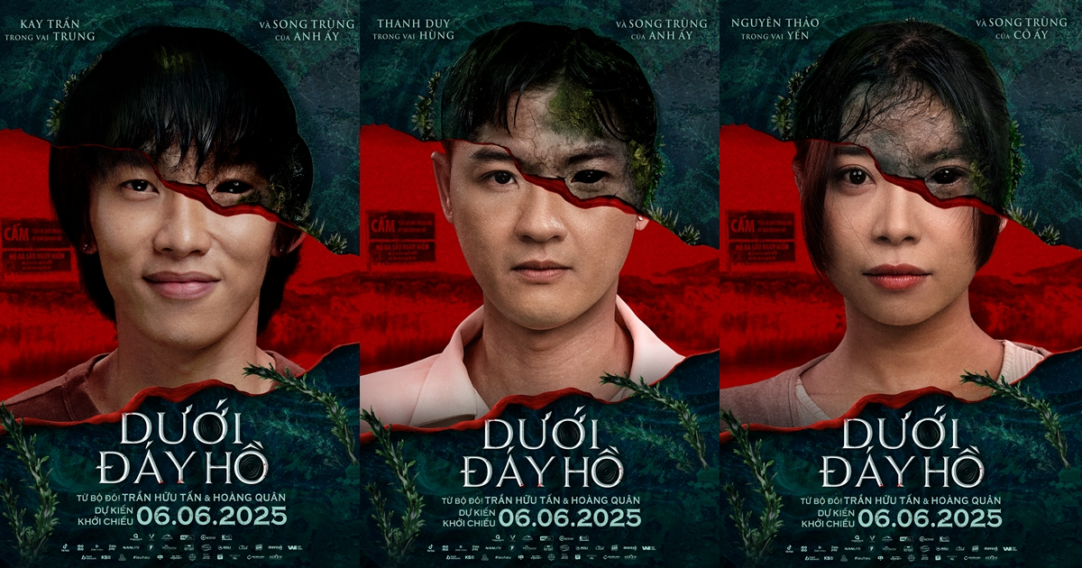Phim "Dưới đáy hồ" hé lộ poster 7 nhân vật chính: Kay Trần - Thanh Duy đều có phiên bản song trùng
