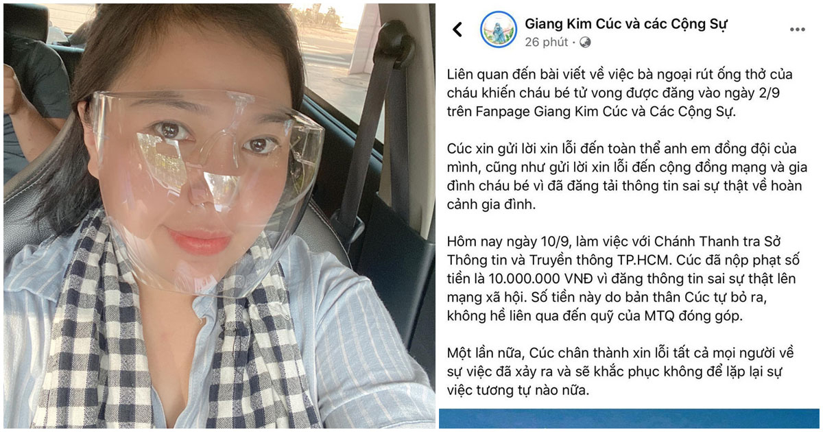 Vụ bà ngoại rút ống thở: Giang Kim Cúc xoá bài đăng, xin lỗi vì đăng tin sai sự thật