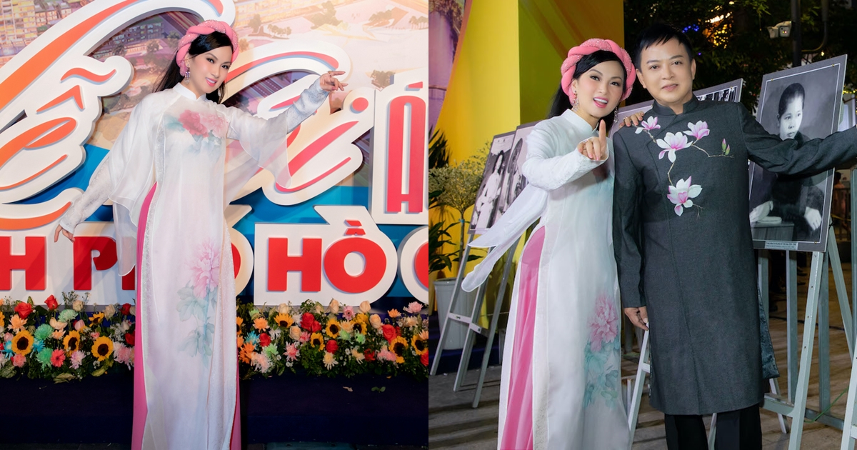 Ca sĩ tỷ phú Hà Phương diện áo dài duyên dáng, sánh đôi với "người tình âm nhạc" Trần Sang