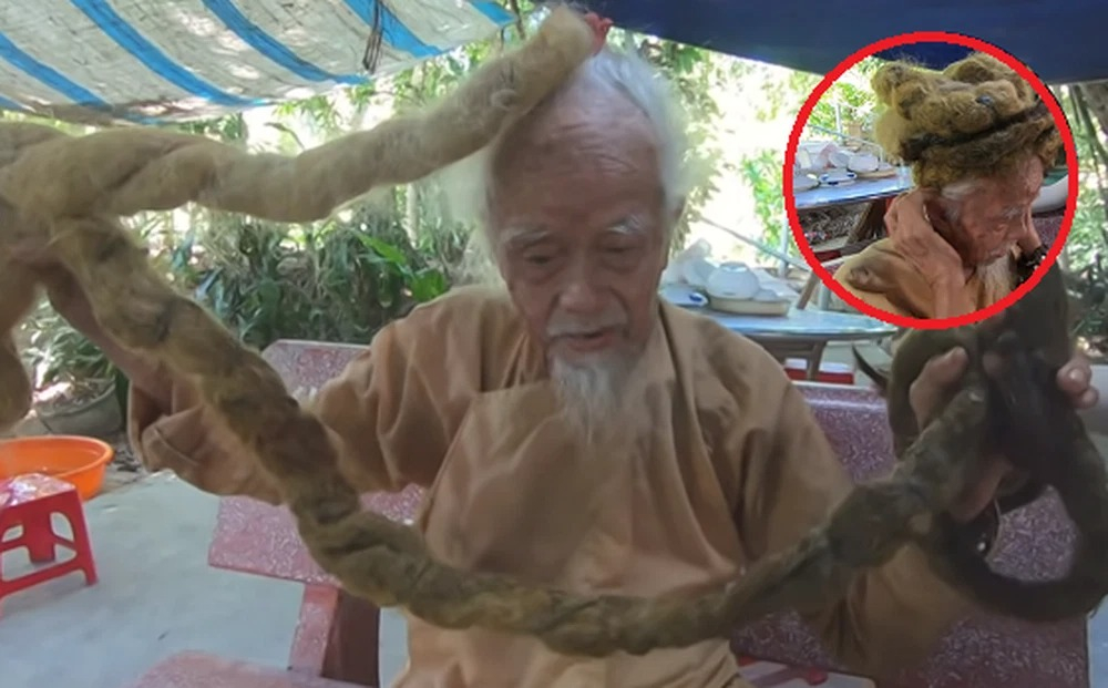 Cụ ông 94 tuổi có mái tóc dài hơn 4m, suốt gần 80 năm không cắt vì một niềm tin huyền bí