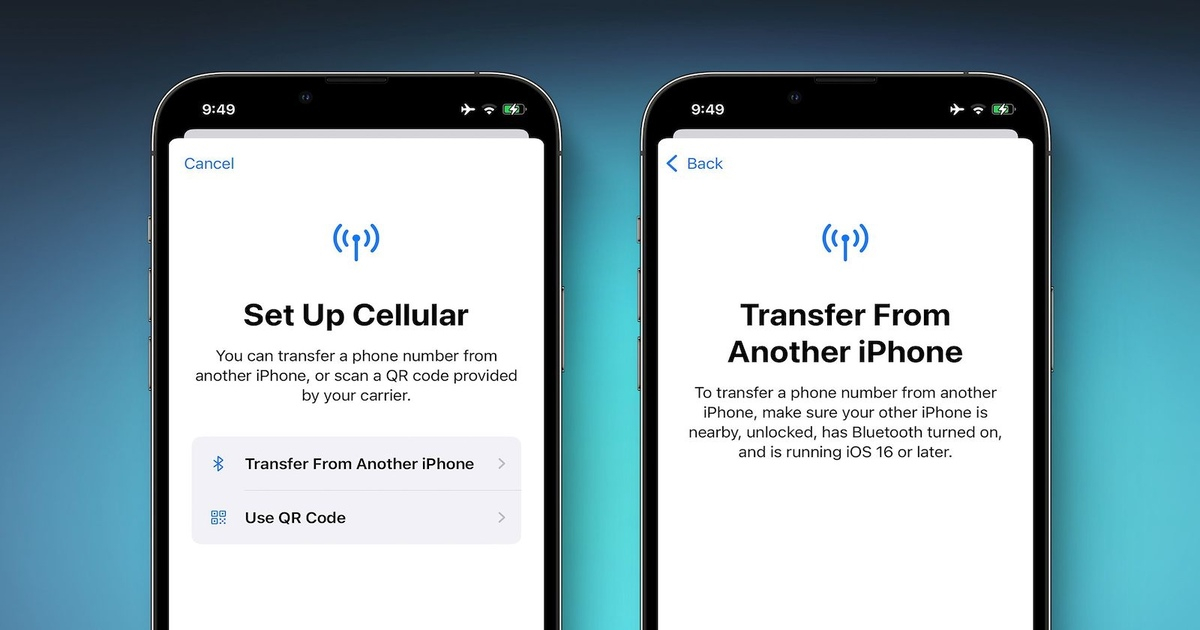iOS 16 cho phép chuyển eSIM giữa các iPhone qua Bluetooth