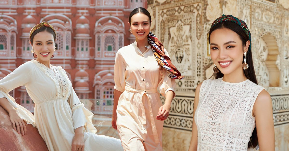 Á hậu Thủy Tiên gây ấn tượng với loạt áo váy thanh lịch khi dạo quanh các công trình kiến trúc Ấn Độ