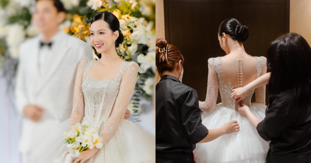 Mỹ nhân có làn da đẹp nhất Hoa hậu Việt Nam kết hôn, tung ảnh váy cưới tiền tỷ trong hôn lễ