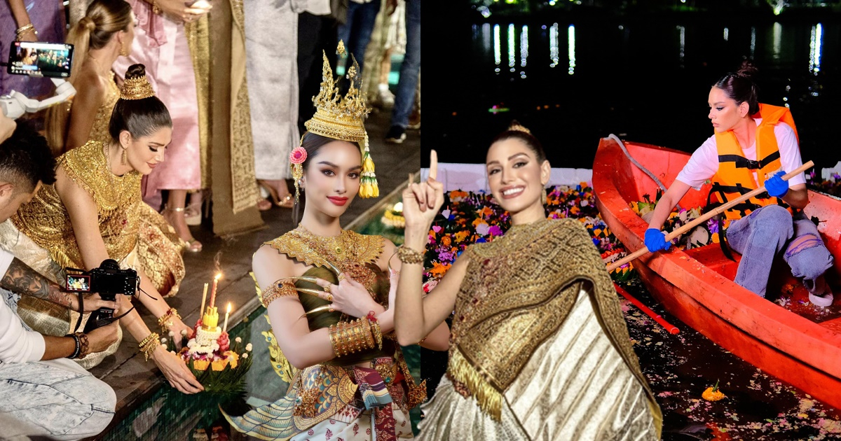 Tham gia lễ hội Loy Krathong, Hoa hậu Hoàn vũ Thái Lan được khen ngợi hết lời, Miss Grand vẫn chưa "sánh kịp"