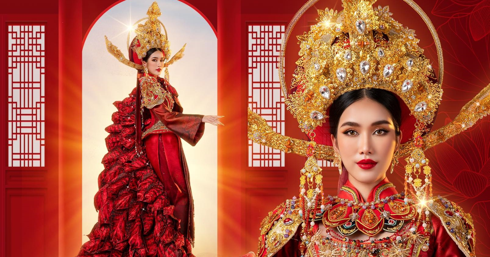 Quốc phục của Phương Anh ở Miss International: Sắc đỏ quyền lực, tôn vinh nữ trạng nguyên đầu tiên của Việt Nam