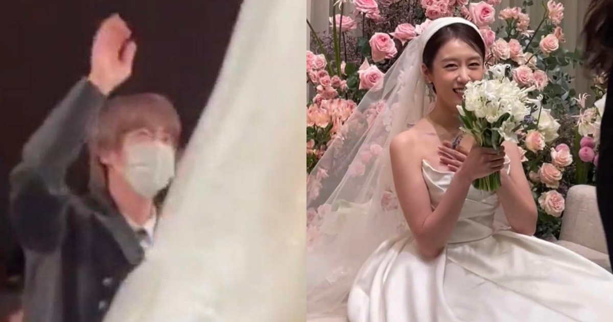 Tình bạn bất ngờ: Jin (BTS) nhiệt tình tung hoa trong ngày cưới Jiyeon (T-ara) khiến cô dâu bật cười hạnh phúc