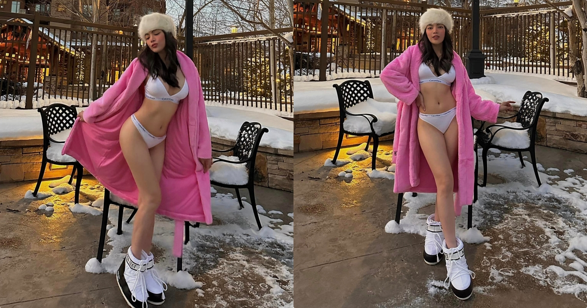 Phùng Trương Trân Đài "chịu chơi" diện bikini giữa trời tuyết trắng