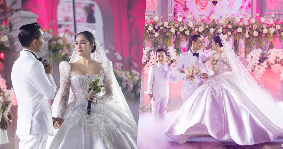 Khánh Thi nghẹn ngào nước mắt cảm ơn Phan Hiển trong lễ cưới: "Em chưa yêu ai nhiều như anh"