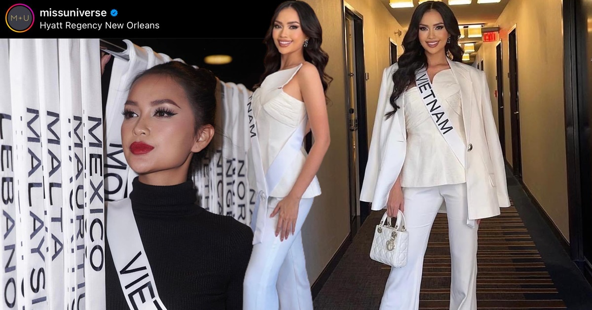 Ngày 2 tại Mỹ, Ngọc Châu xuất hiện trên trang chủ Miss Universe, hóa "tổng tài" với outfit trắng đầy cuốn hút