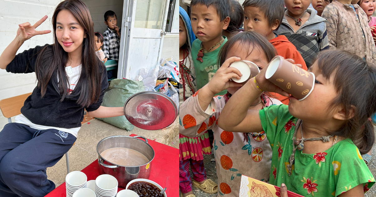 Hoa hậu Thùy Tiên vượt đèo trao lì xì, tận tay nấu trà sữa cho trẻ em tại Hà Giang