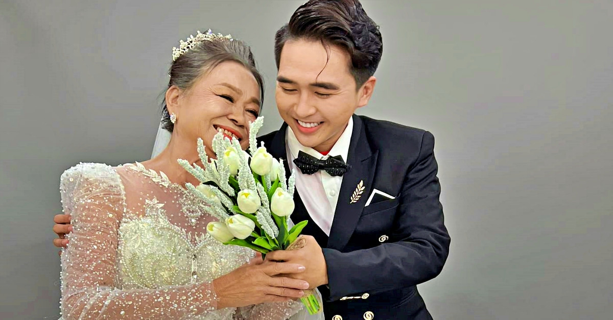 Cháu trai hóa ‘chú rể’ giúp bà nội U70 thành cô dâu rạng rỡ
