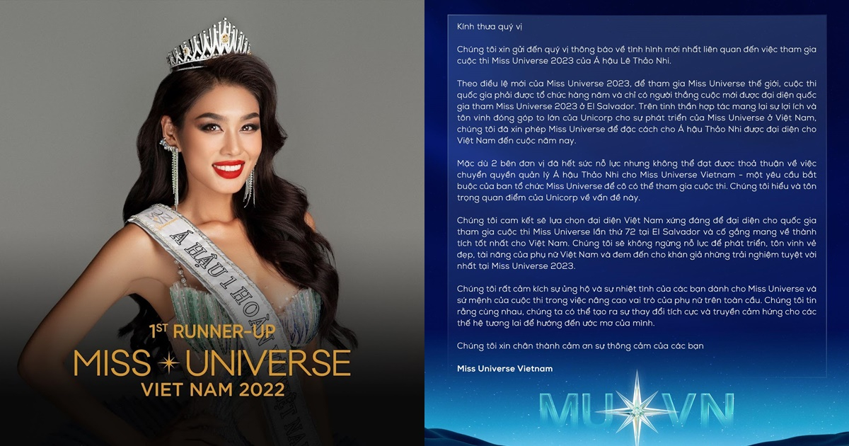 Sốc: Á hậu Thảo Nhi Lê chính thức mất quyền dự thi Miss Universe 2023