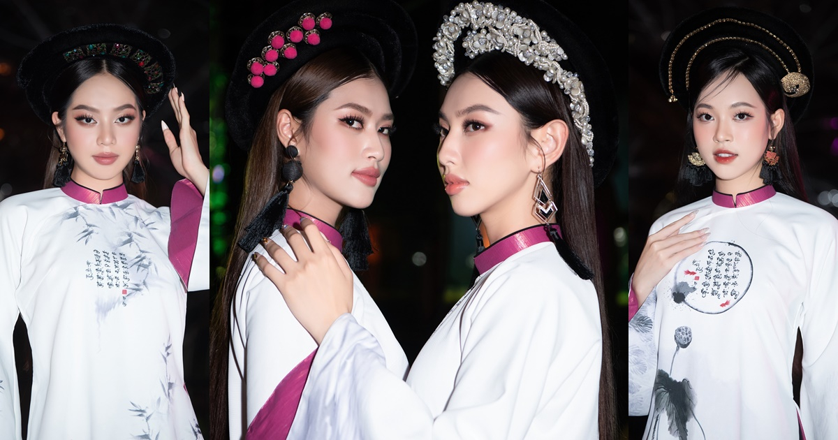 Thùy Tiên - Thiên Ân - Thanh Thủy khoe sắc rực rỡ trong tà áo dài tại đêm bế mạc lễ hội Làng Sen 2023