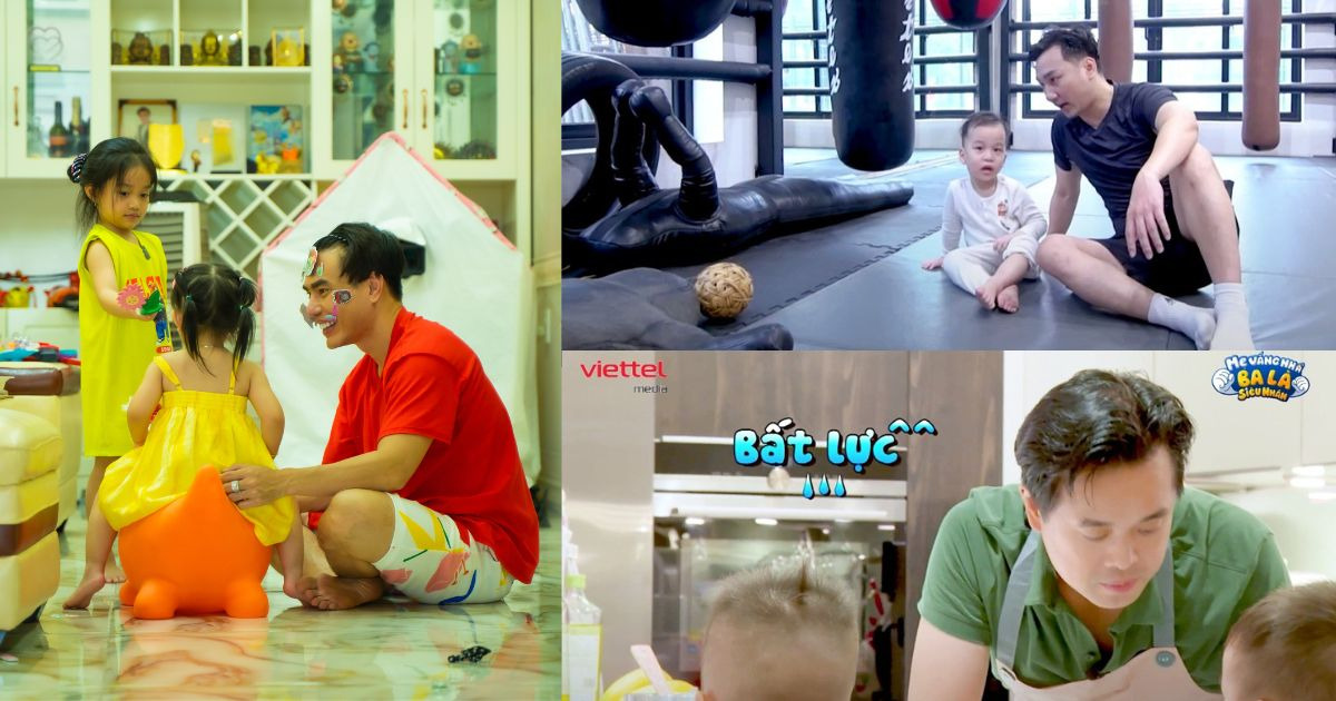 "Mẹ vắng nhà ba là siêu nhân" mùa 2: Cặp sinh đôi liên tục trêu MC Thành Trung, Dương Khắc Linh bất lực khi cho con ăn