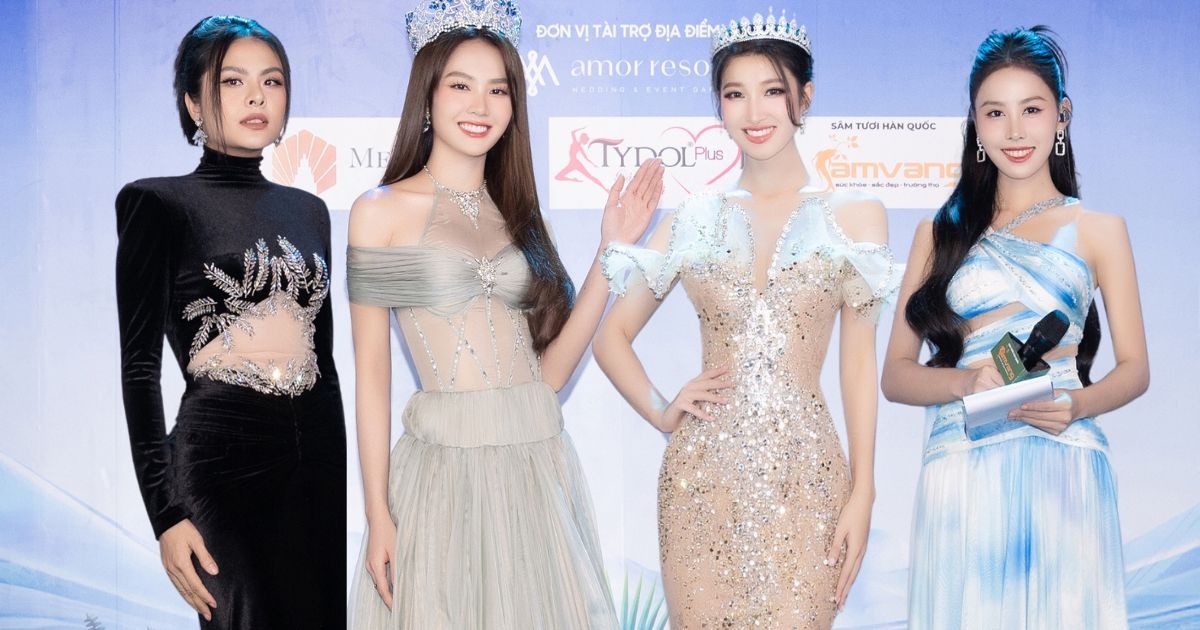 Dàn mỹ nhân "đốt cháy" thảm đỏ họp báo công bố vương miện Miss World Vietnam 2023