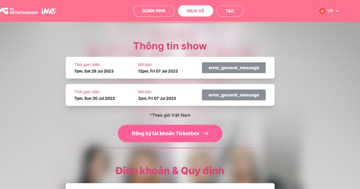 Trang bán vé đêm diễn Blackpink ở Mỹ Đình sập sau 1 phút mở bán