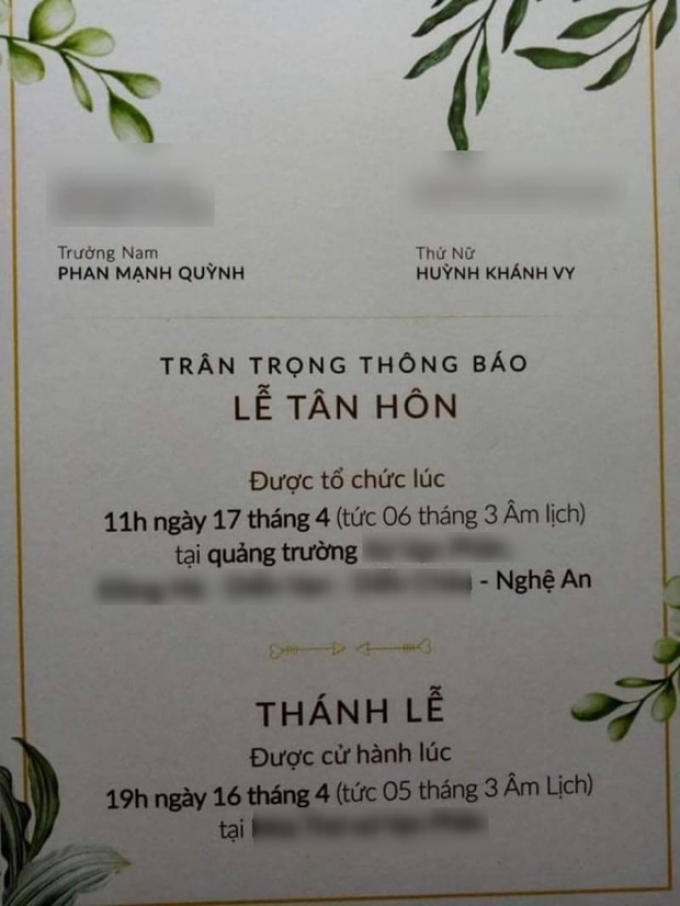 Tấm thiệp mời trên bàn, Phan Mạnh Quỳnh cuối cùng cũng chính thức trở thành “Chồng người ta” rồi đây!
