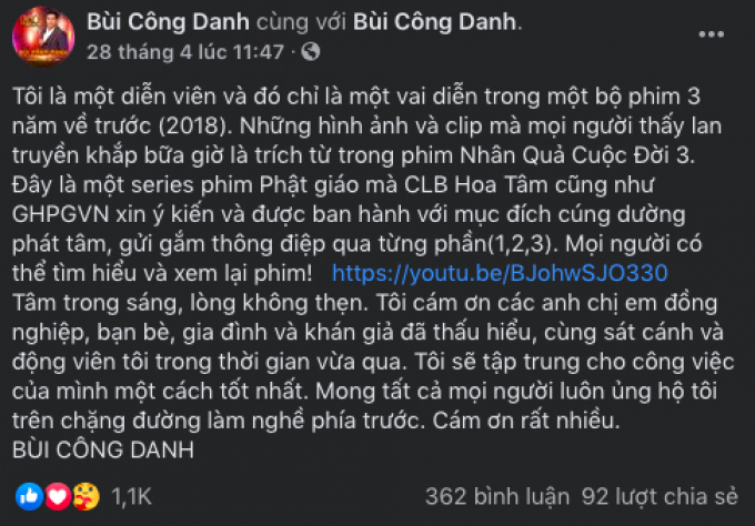Ốc Thanh Vân, NSND Hồng Vân và hàng loạt sao Việt lên tiếng về video của ông Võ Hoàng Yên