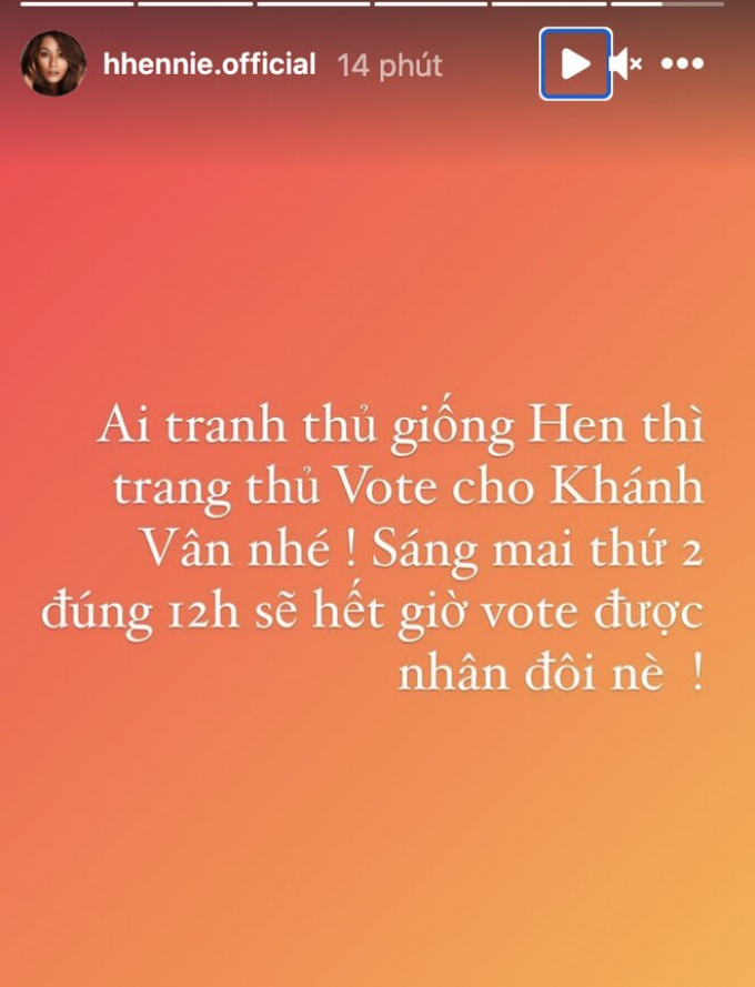 Không cần nói nhiều: HHen Niê chuyển khoản nóng mua phiếu vote ngay để cổ vũ Khánh Vân