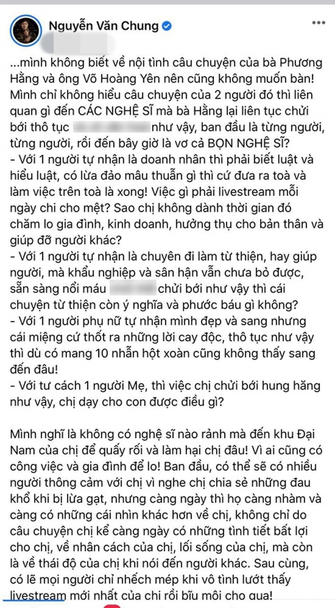 Sao Việt lên tiếng vì bị bà Phương Hằng thách thức, Vũ Hà đăng trạng thái: Tổ nghiệp thương xót chúng con?