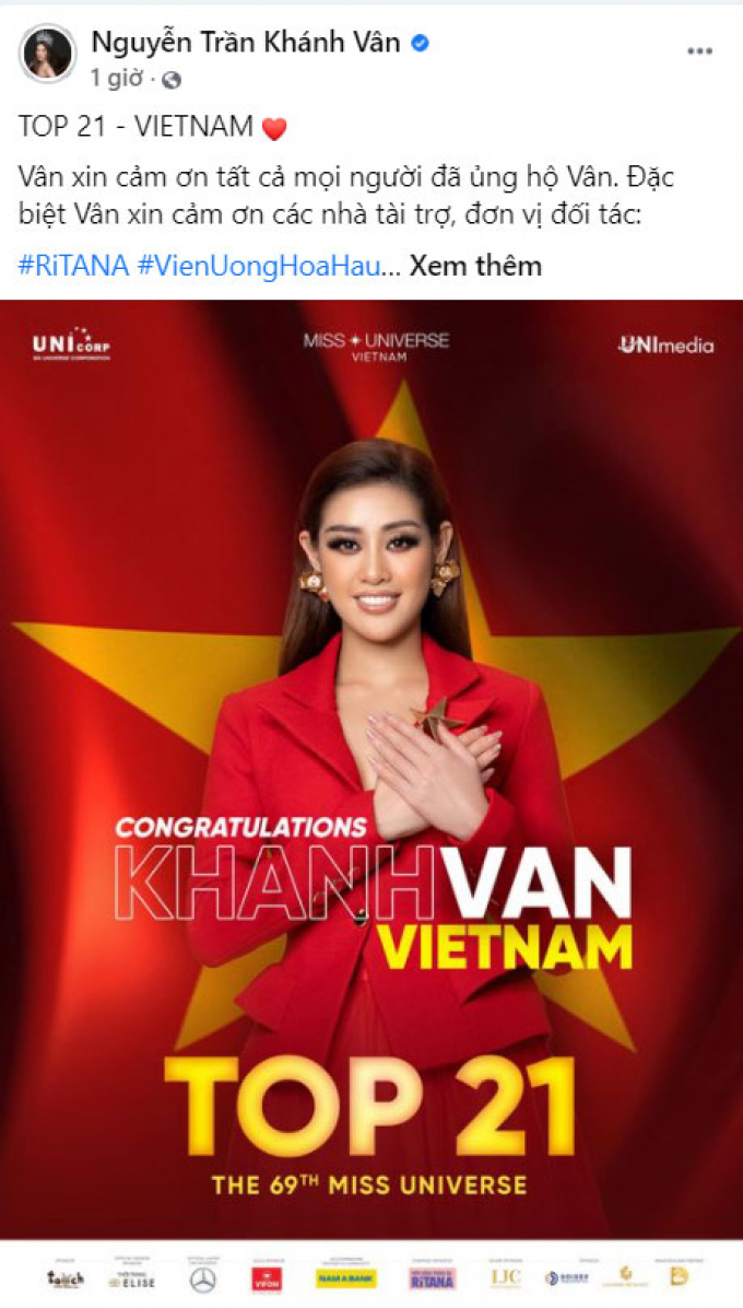 Từ nước Mỹ xa xôi, Khánh Vân có động thái đầu tiên sau khi dừng chân trước Top 10 Miss Universe