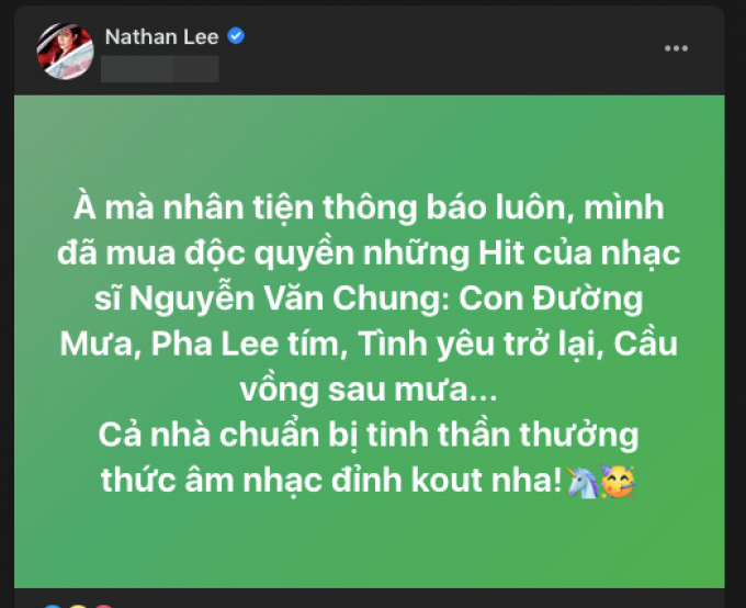 Nathan Lee chơi lớn mua độc quyền kho hit của Cao Thái Sơn, fans khen cách xử lý của người nhiều tiền