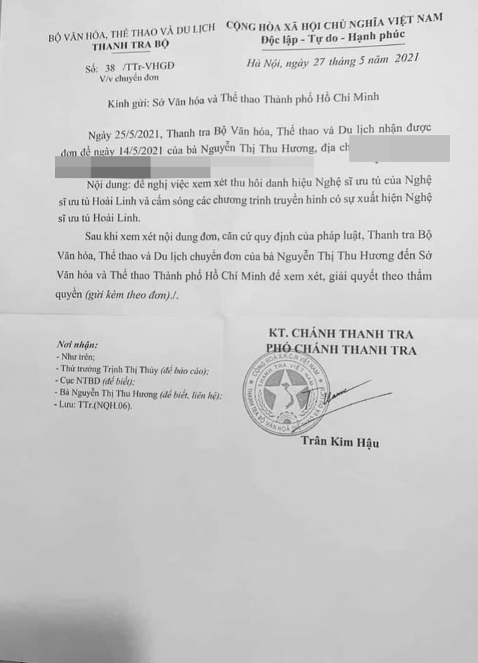 Bộ Văn hóa nhận đơn đề nghị thu hồi danh hiệu NSƯT của Hoài Linh