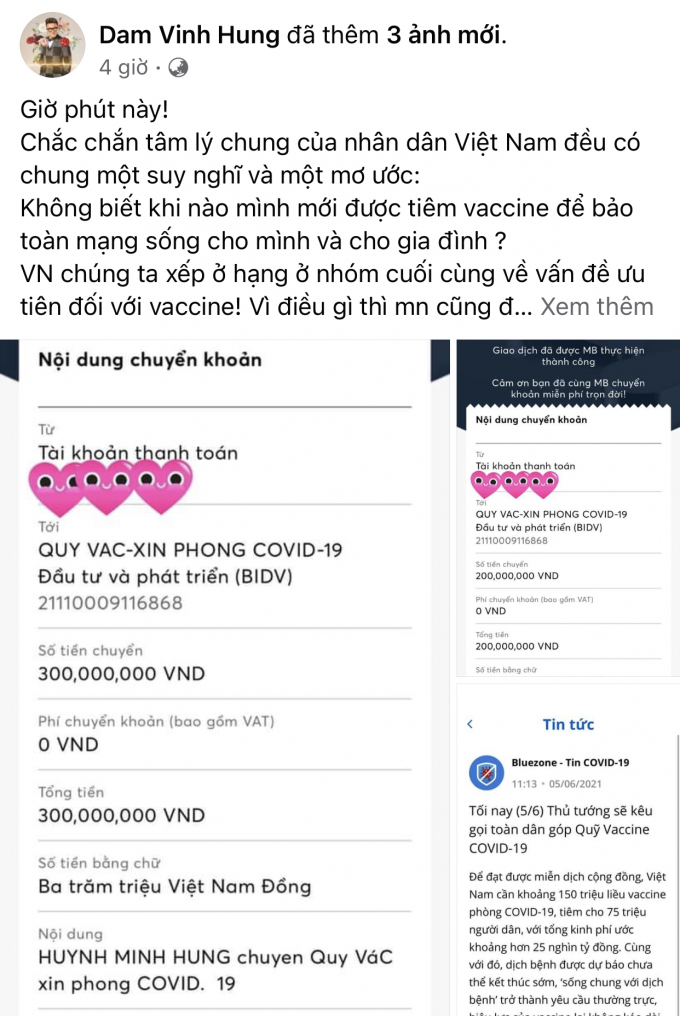 Tuyên bố tự làm từ thiện không đại diện ai nữa, Mr.Đàm ủng hộ 500 triệu cho quỹ Vaccine chống Covid-19