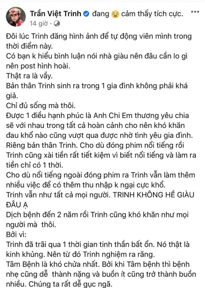 Việt Trinh khẳng định mình không giàu, đang gặp khó khăn vì dịch