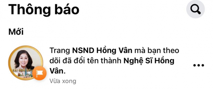 Fanpage của NS Hồng Vân bất ngờ đổi tên, không còn danh hiệu NSND