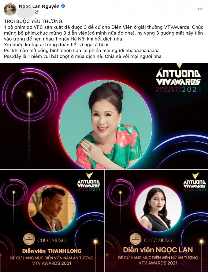 Ngọc Lan - Thúy Diễm được đề cử giải Nữ diễn viên ấn tượng tại  VTV Awards 2021