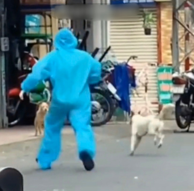 Một tình huống trêu cún bị trả thù bỏ chạy không kịp cực đáng yêu từ những cán bộ áo xanh