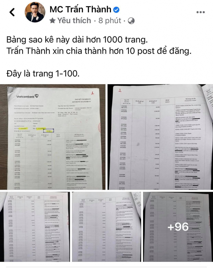 Im lặng nhiều ngày, Trấn Thành chính thức tung 1000 trang sao kê, bác bỏ nghi vấn ăn chặn tiền từ thiện