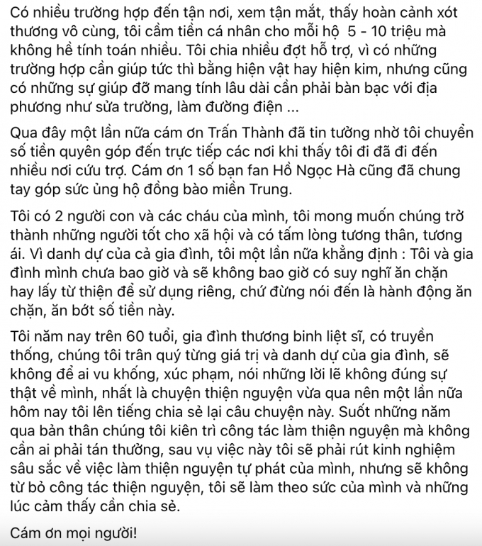 Mẹ Hồ Ngọc Hà kê khai rõ 6,7 tỷ: Không bao giờ ăn chặn, rút kinh nghiệm vì vẫn muốn làm từ thiện