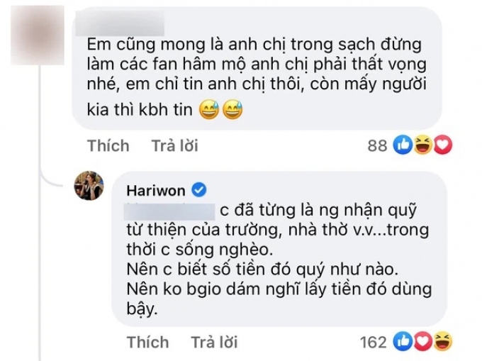 Phụ Trấn Thành sao kê, Hari Won thú thật: Không dám lấy tiền dùng bậy vì từng nhận từ thiện khi còn nghèo