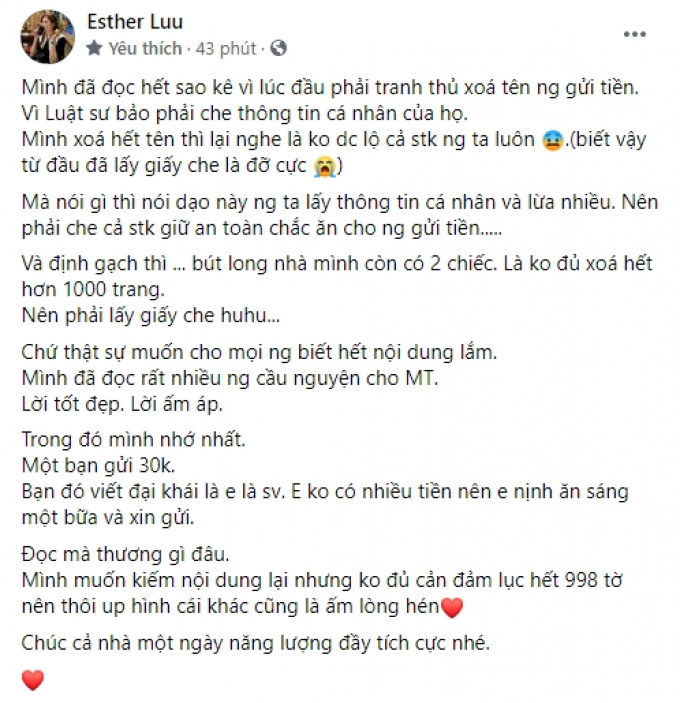 Phụ Trấn Thành sao kê, Hari Won thú thật: Không dám lấy tiền dùng bậy vì từng nhận từ thiện khi còn nghèo