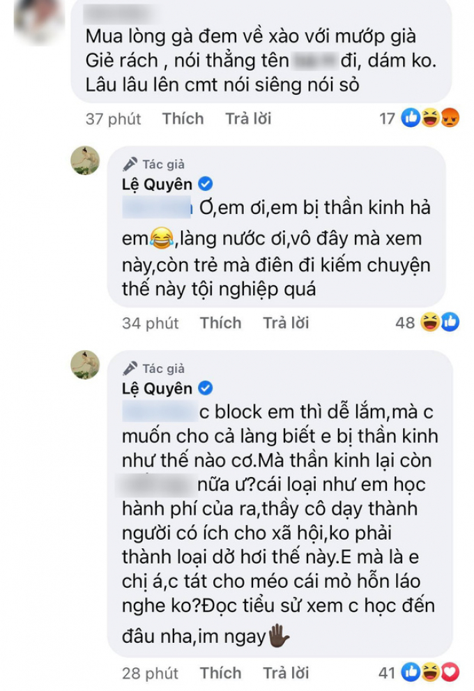 Nhẫn nhịn bấy lâu, Lệ Quyên nổi giận, đáp trả cực gắt khi vô cớ bị anti-fan chê thất học