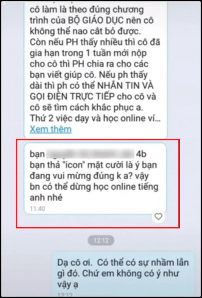 Học sinh lớp 4 bị dừng học, nêu tên trước lớp vì... thả haha vào tin nhắn cô giáo