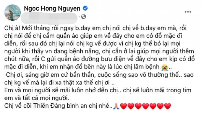 Vợ cố NS Chí Tài, Hồng Ngọc thương nhớ Phi Nhung tốt bụng, hết lòng giúp đỡ, tặng quà cho đồng nghiệp