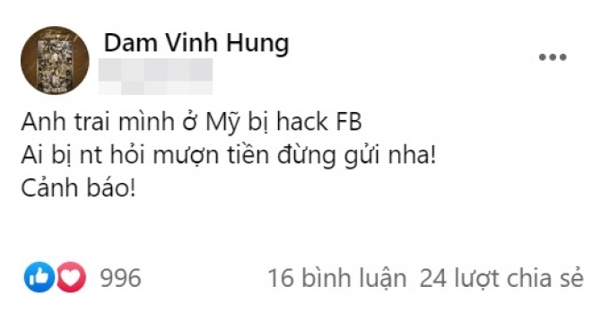 Đàm Vĩnh Hưng vội vã cảnh báo lừa đảo, Quang Dũng không may đã bị mất tiền