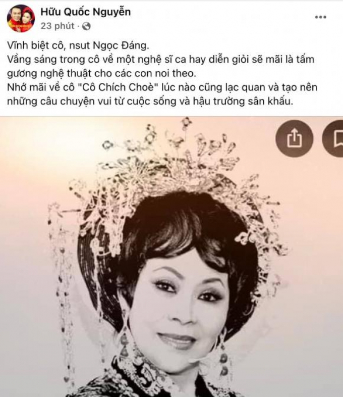NSƯT Ngọc Đáng qua đời ở tuổi 73 khiến dàn sao Việt xót thương, một người tặng 10 nghìn đô lo hậu sự