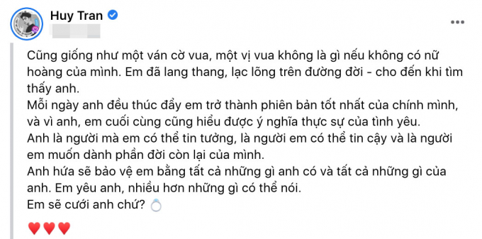 Công khai đính hôn, Huy Trần nhắn gửi Ngô Thanh Vân: Anh sẽ bảo vệ em bằng tất cả những gì anh có
