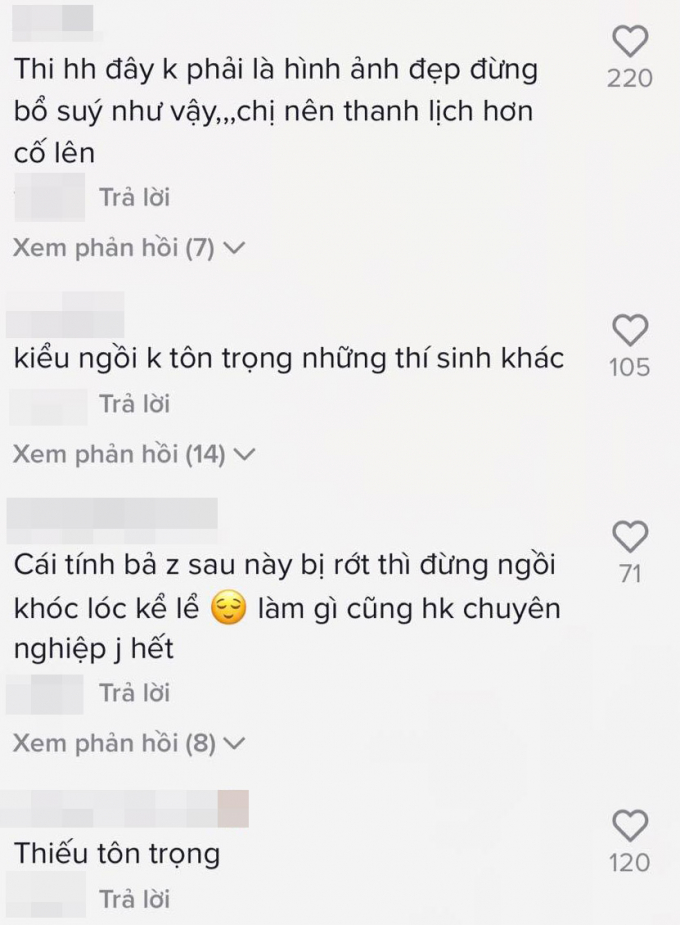 Nam Em gây tranh cãi vì dáng ngồi kém sang dù đang thi hoa hậu, netizen nhắn nhủ: Nếu rớt thì đừng khóc