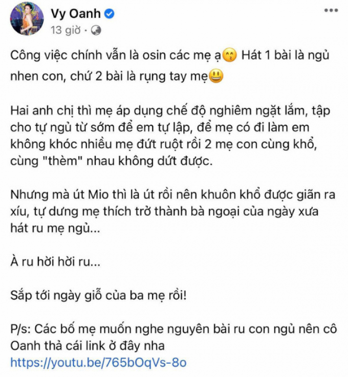Vy Oanh chia sẻ cuộc sống mẹ bỉm sau sinh, tự nhận bản thân đang làm ôsin