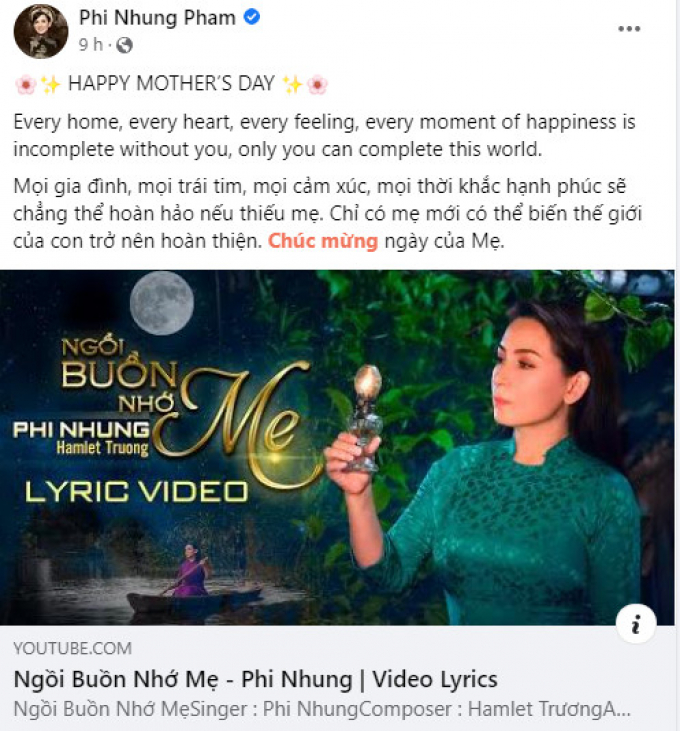Động thái bất ngờ từ Fanpage Phi Nhung nhân Ngày của Mẹ khiến người hâm mộ rơi nước mắt