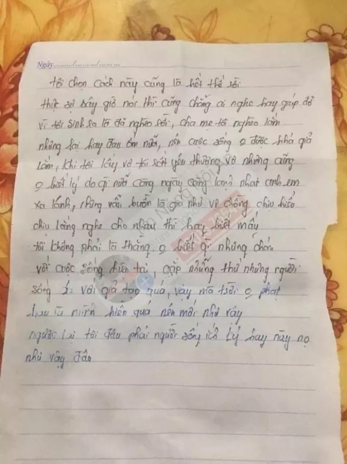 Đau lòng trước bức thư của người bố ôm con tự tử, chọn kết thúc vì vợ lạnh nhạt, bạn bè xa lánh