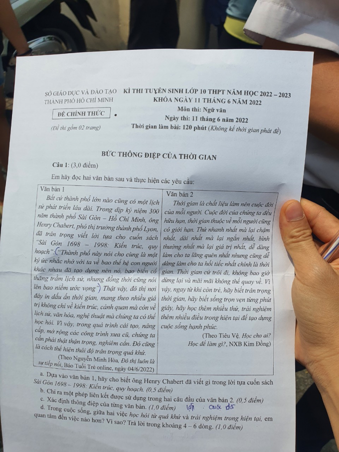 Đề văn ‘Bức thông điệp của thời gian’ vào lớp 10 TP.HCM vì sao gây bất ngờ?